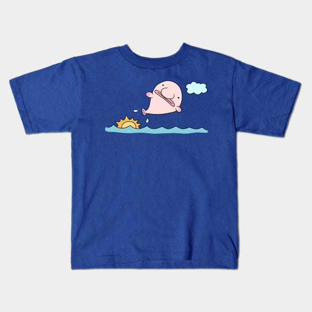 Blobfish Jump Kids T-Shirt by saradaboru